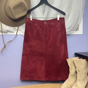GAP Rich Red A-Line Suede Skirt
